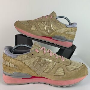 Saucony Kids Girls Pink and Gold Shadow Original Sneaker Shoes Size 5